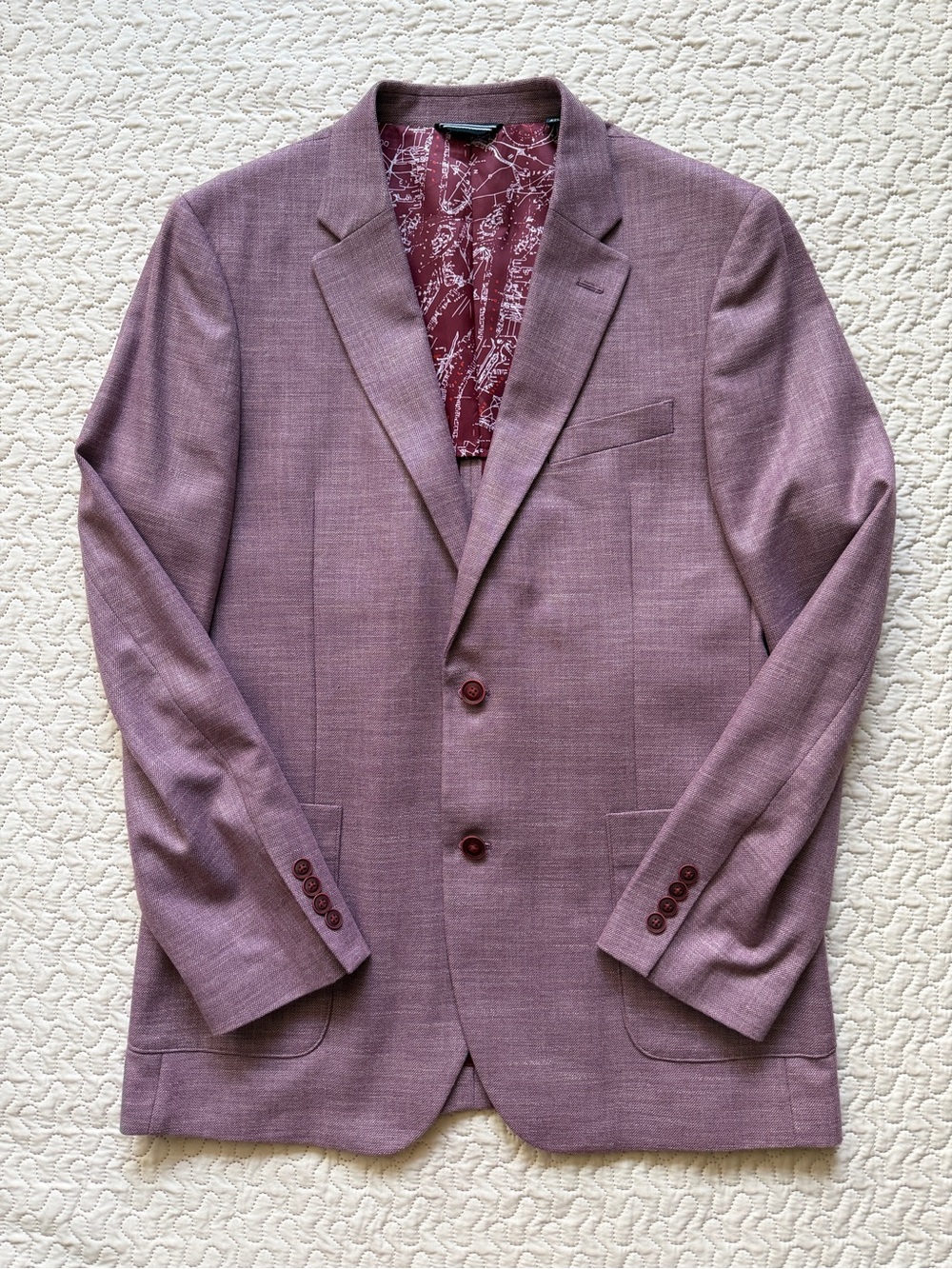 Nautica Jensen Men’s 42L Mauve Purple Structured Weave Stretch Sport Coat Blazer